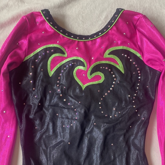LIKE NEW GK Elite long-sleeve rhinestone gymnastics competition leotard. - Picture 2 of 5